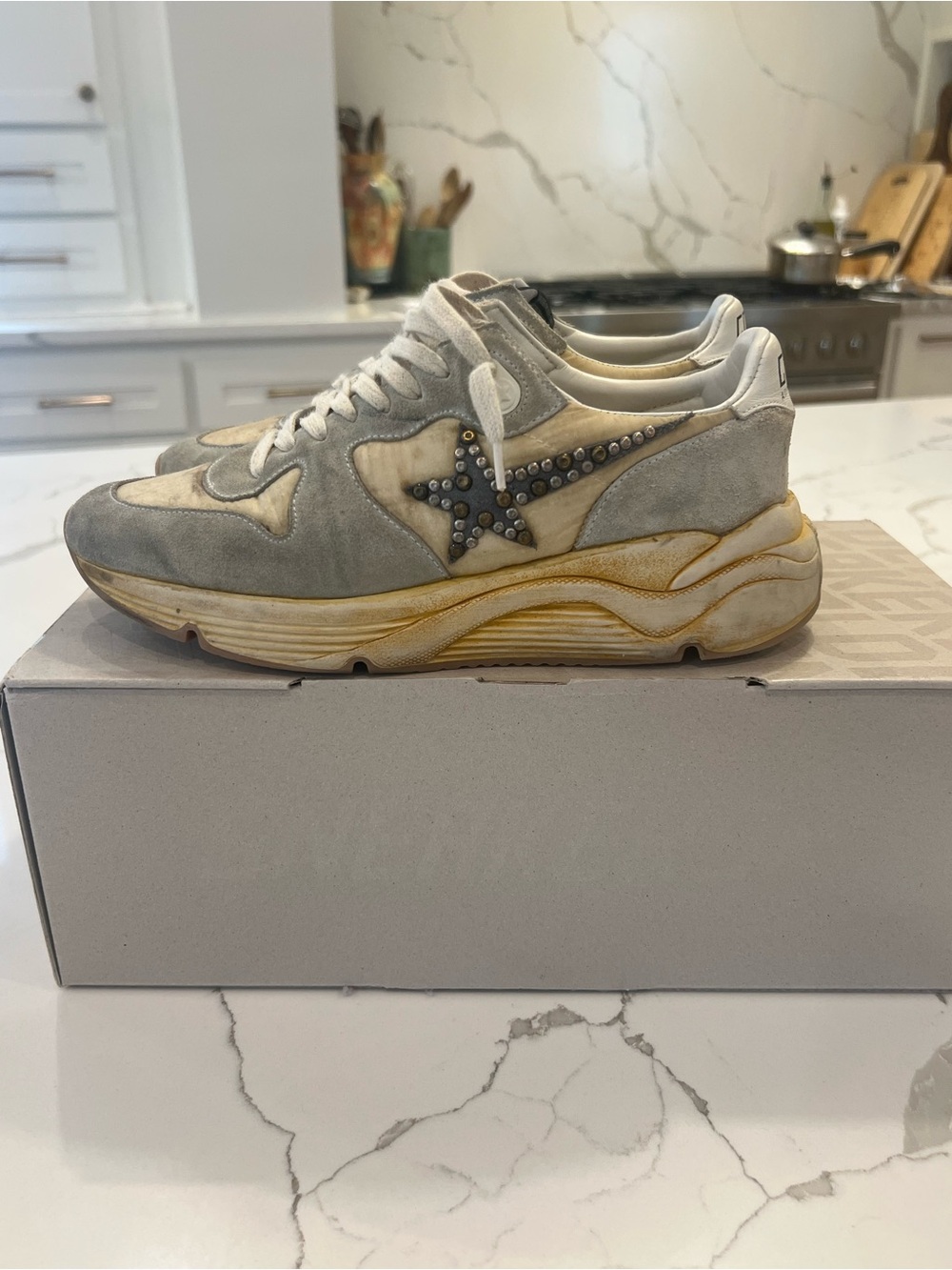 Golden Goose Cream and White Running Sole Sneakers - Picture 2 of 8